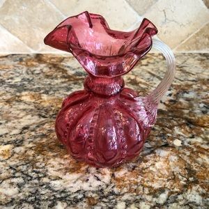 Vintage Fenton Beaded Cranberry Glass Pitcher